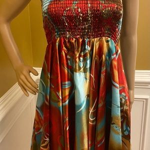 Candy Apple Red & Sky Blue Satin Dress.